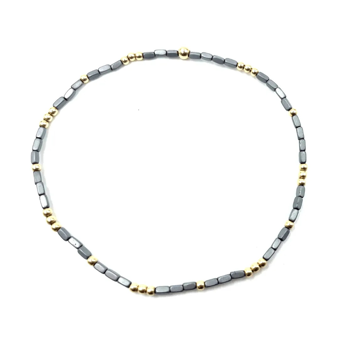 2mm Harbor Dark Gray + Gold Filled Waterproof Bracelet