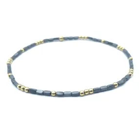 2mm Harbor Dark Gray + Gold Filled Waterproof Bracelet