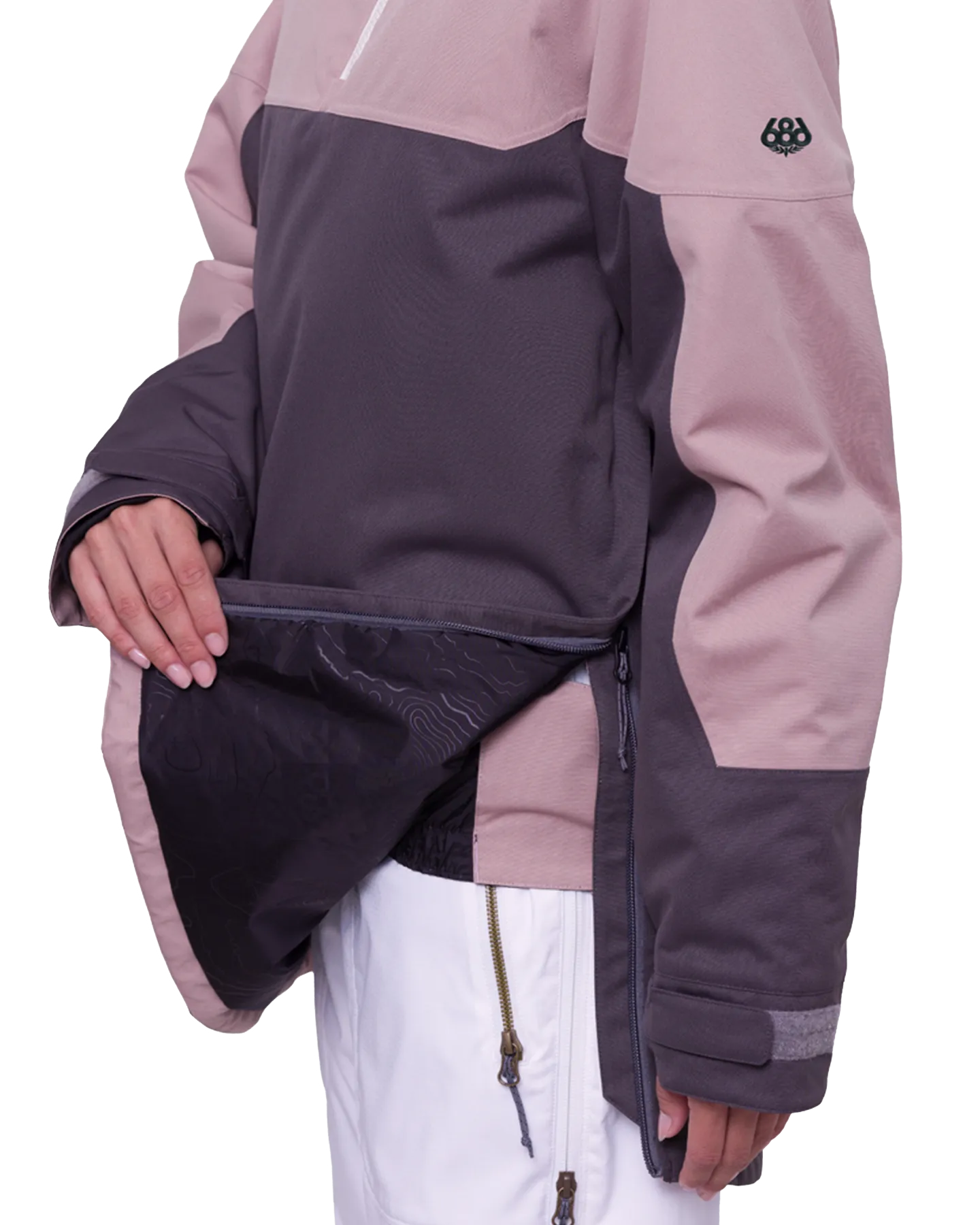 686 Women's Upton Anorak - Charcoal Colorblock | Shop Coats & Jackets at Trojan Wake Ski Snow & Snow Skiers Warehous