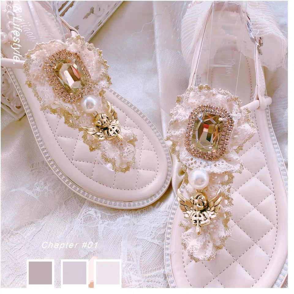 angel flat sandals handmade shoes