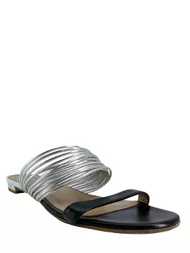 Aquazzura Metallic Strappy Leather Flat Sandals Size 7.5