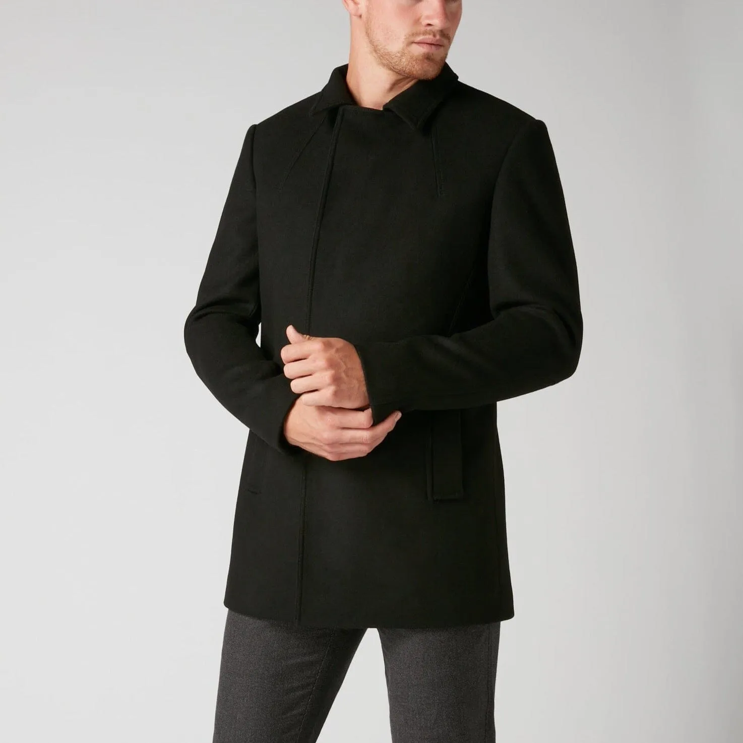 Black Wool Rich Overcoat