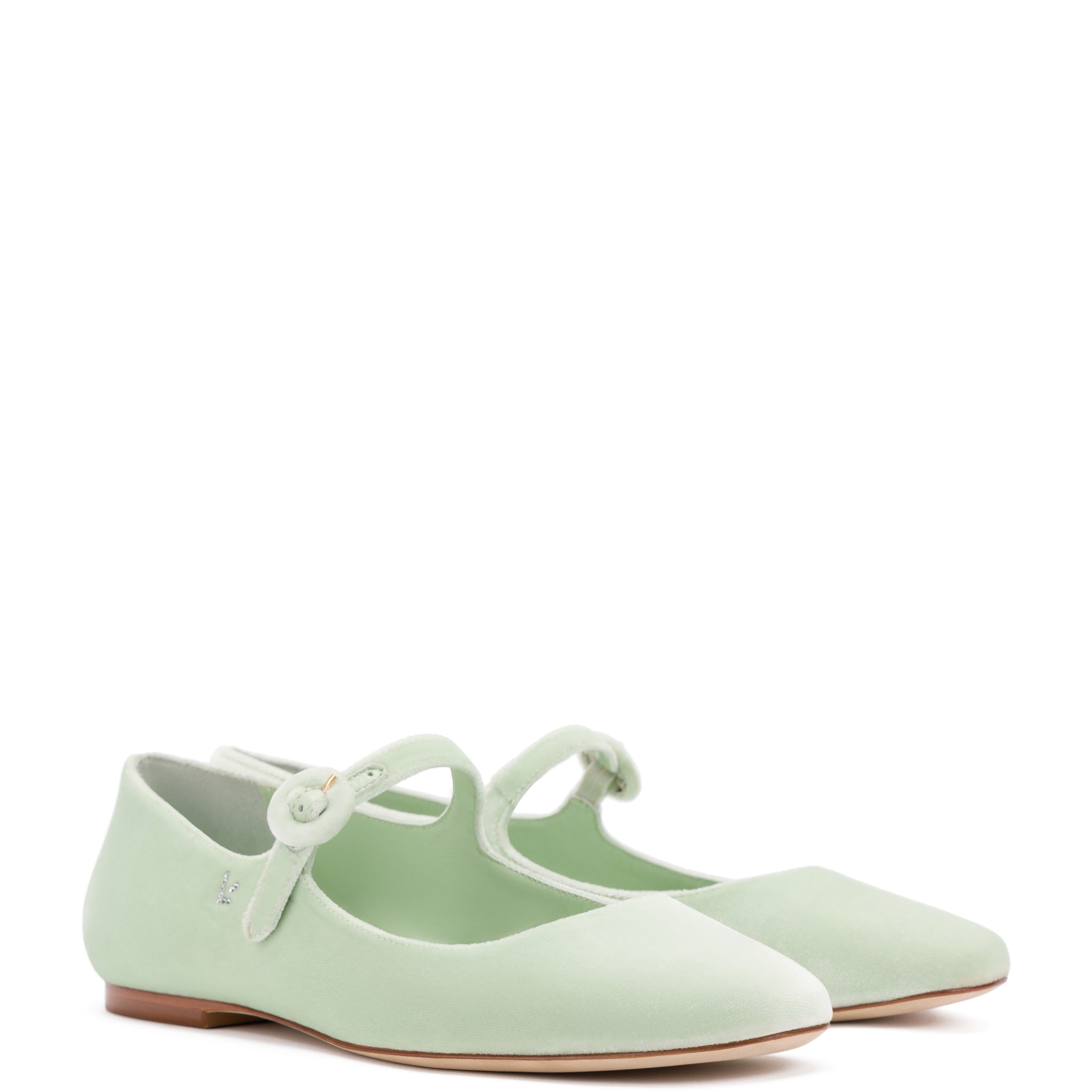 Blair Ballet Flat In Mint Green Velvet