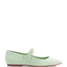 Blair Ballet Flat In Mint Green Velvet