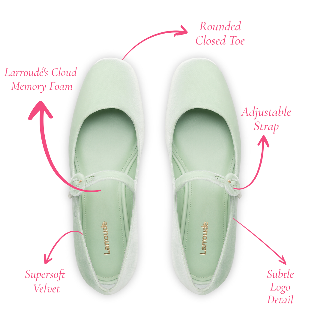 Blair Ballet Flat In Mint Green Velvet