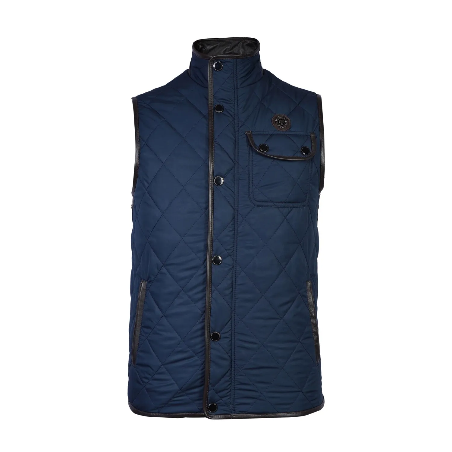 Blue Puffer Jacket With Chest Flap Pocket