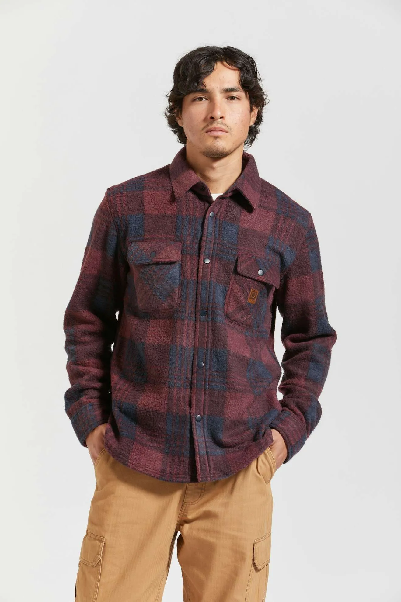 Bowery Arctic Stretch L/S Fleece - Cordovan Red/Washed Navy Plaid