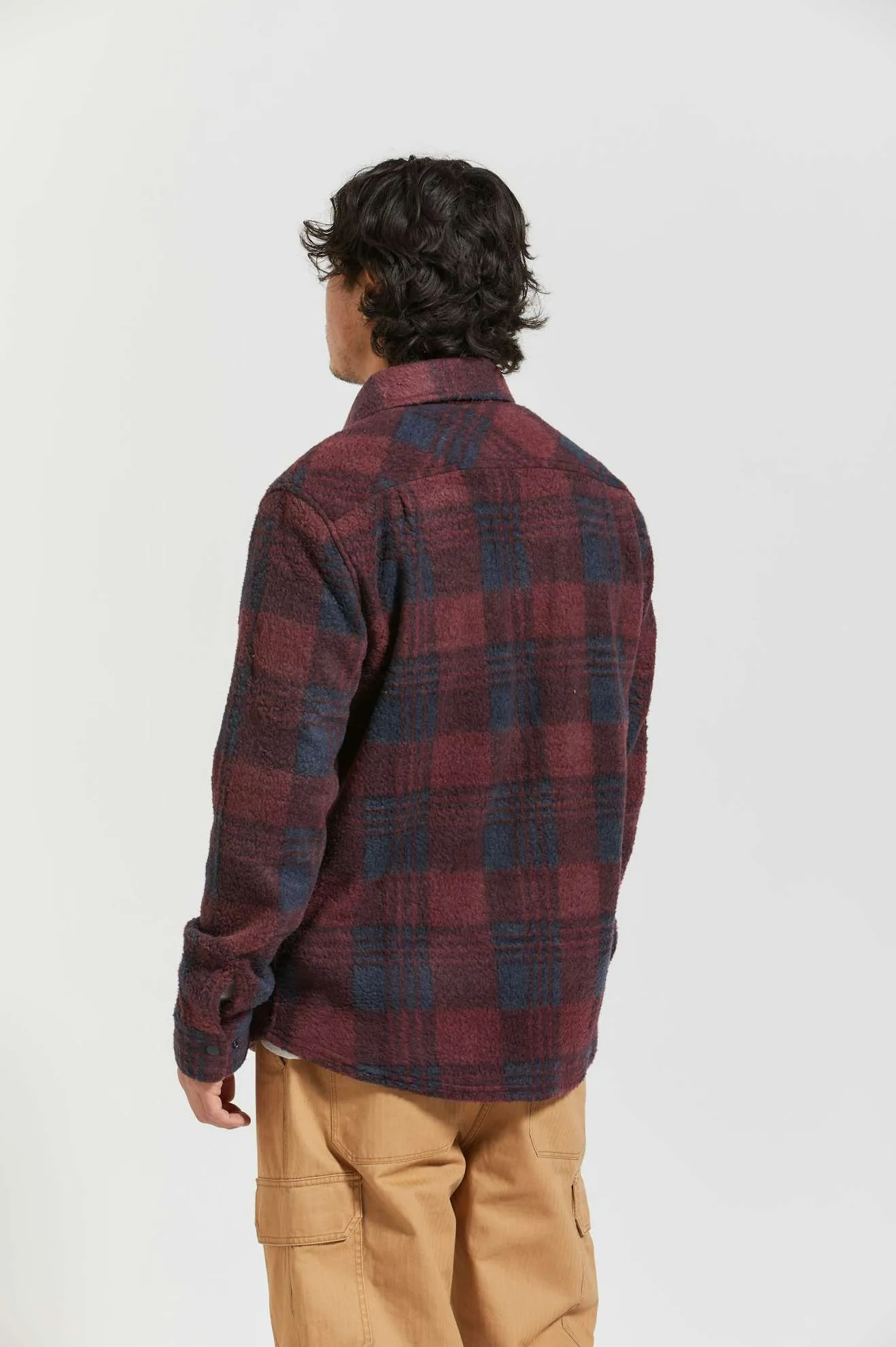 Bowery Arctic Stretch L/S Fleece - Cordovan Red/Washed Navy Plaid