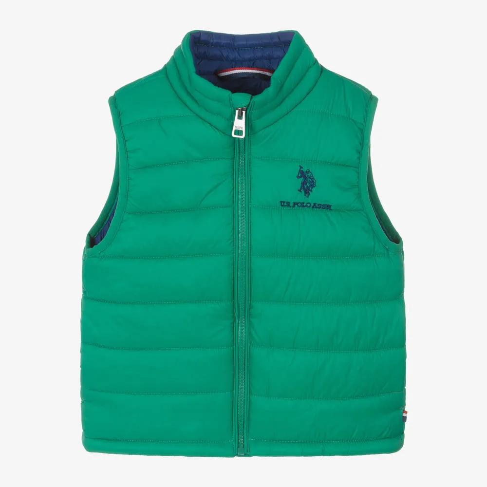 Boys Green Puffer Gilet