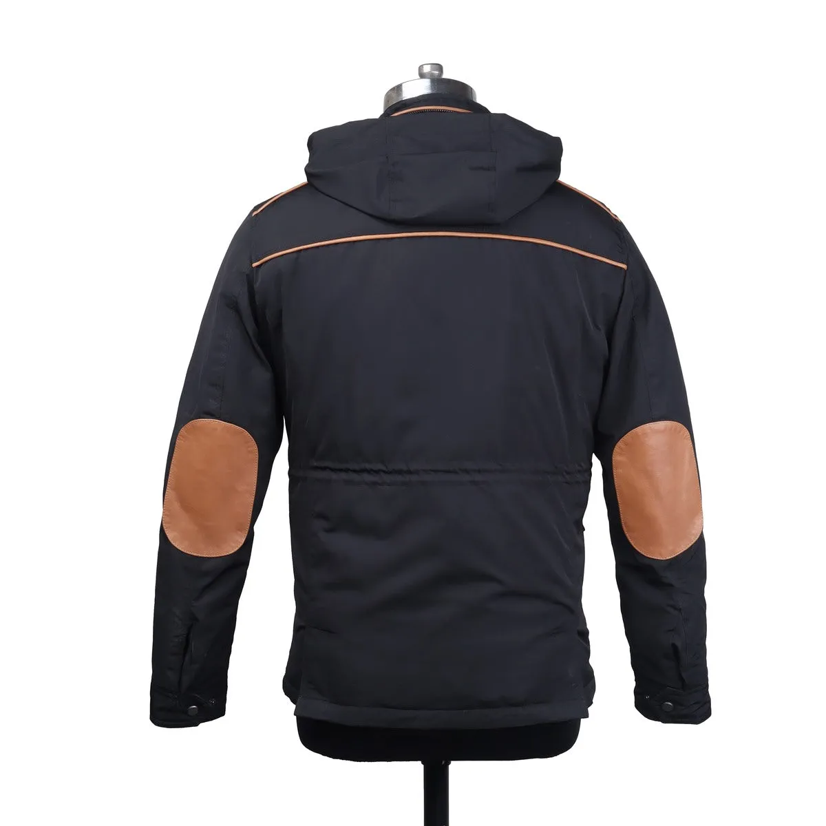 Concealed Zipper Hood Black Puffer Jacket by Brune & Bareskin