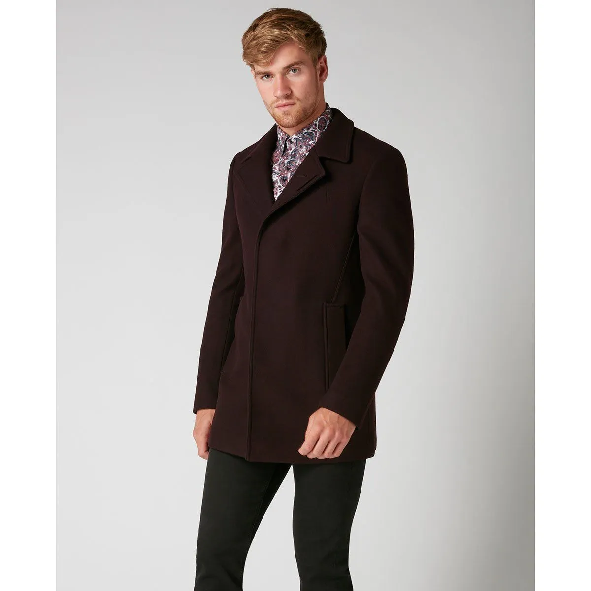 Dark Red Wool Rich Overcoat