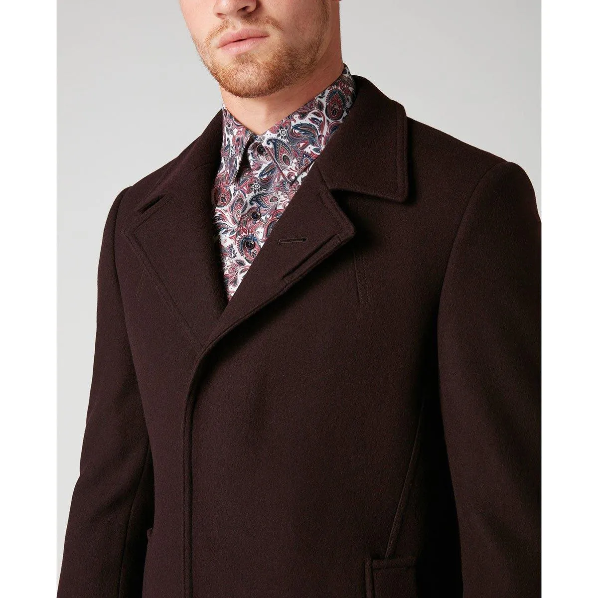 Dark Red Wool Rich Overcoat