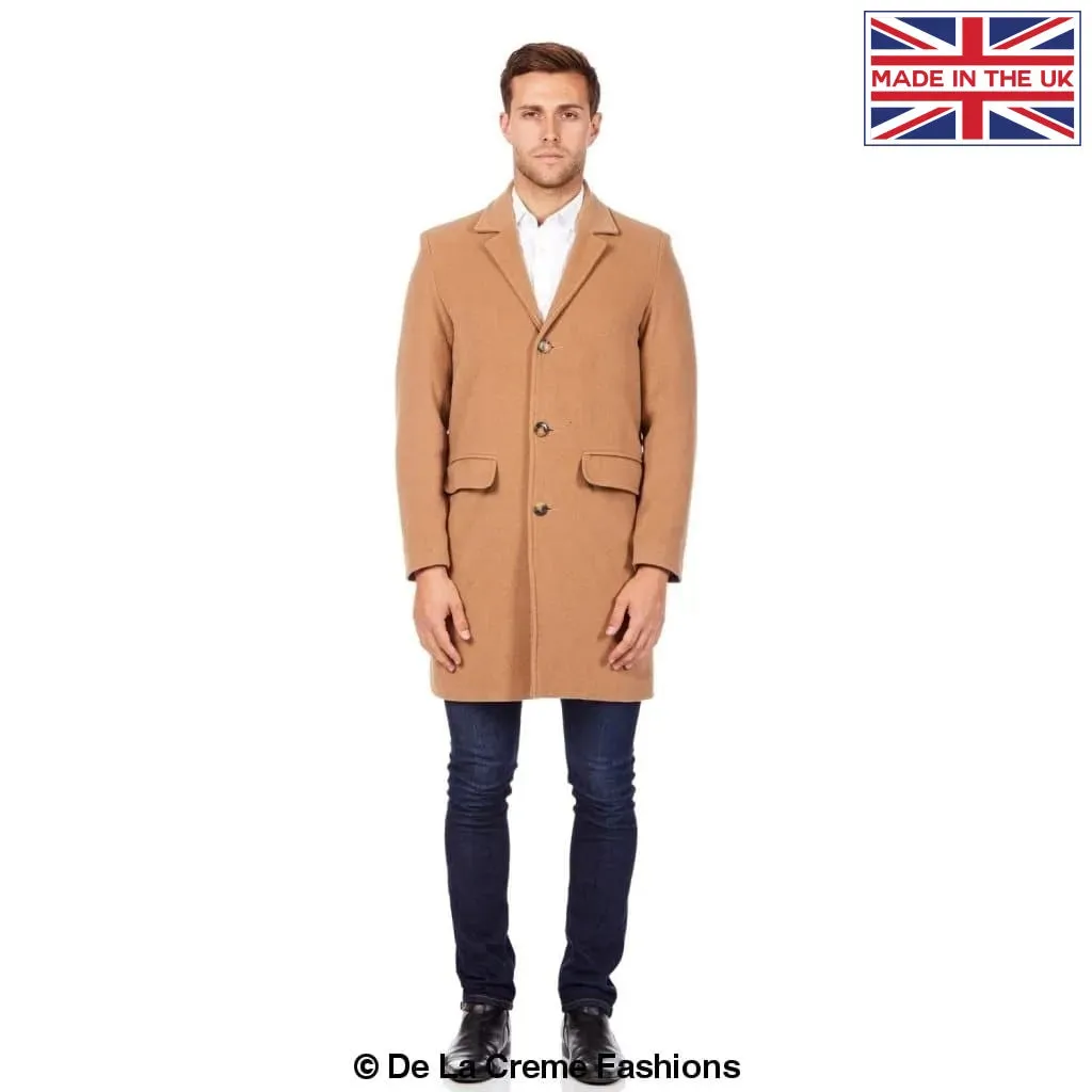 De La Creme MAN - Men's Single Breasted Wool Mix Overcoat