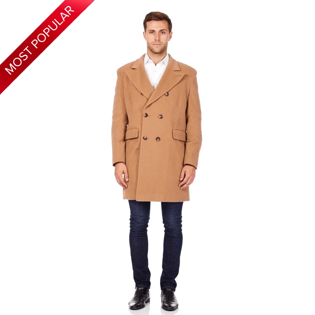 De La Creme MAN - Men's Wool Blend Double Breasted Overcoat