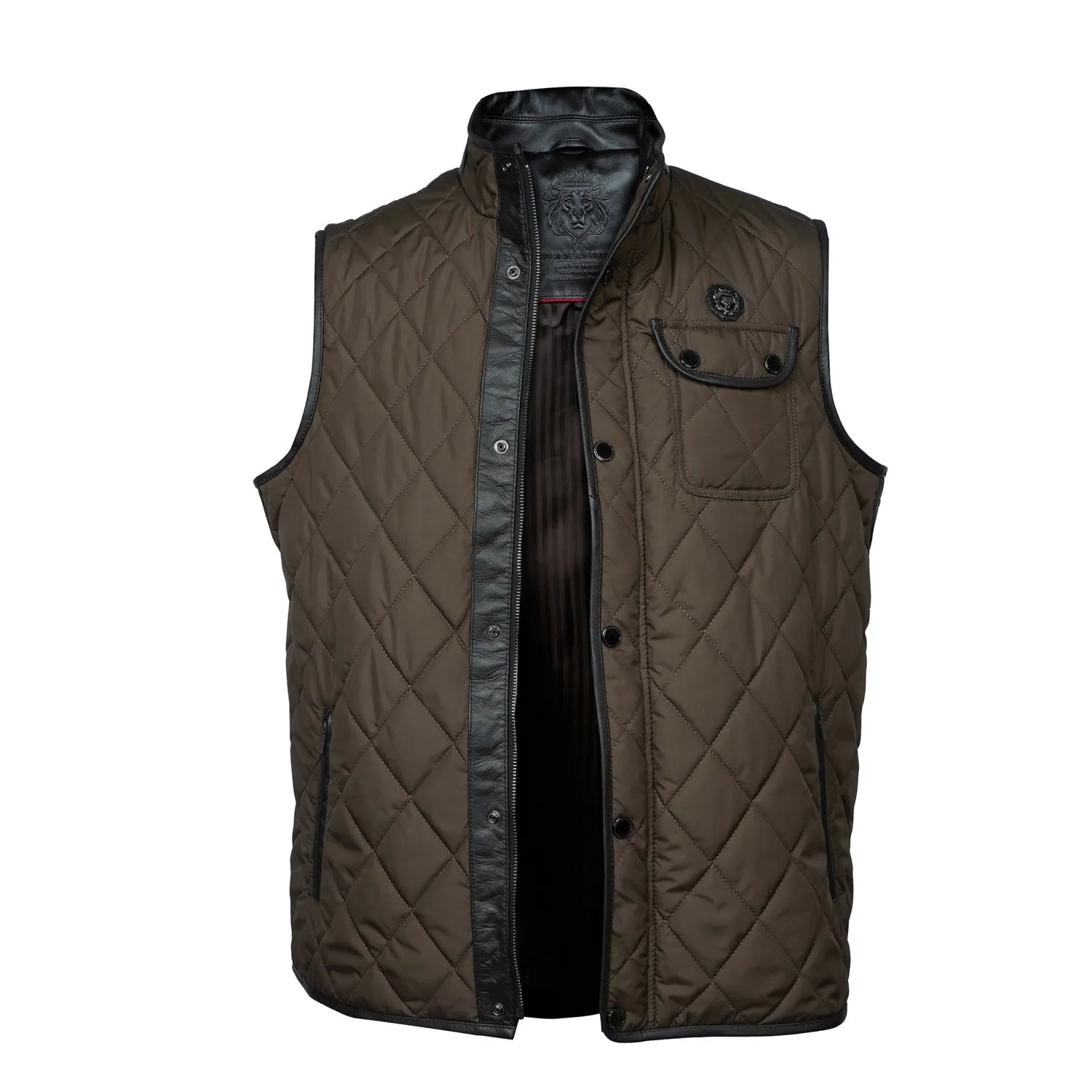 Diamond Stitched Puffer Vest in Dark Brown Color