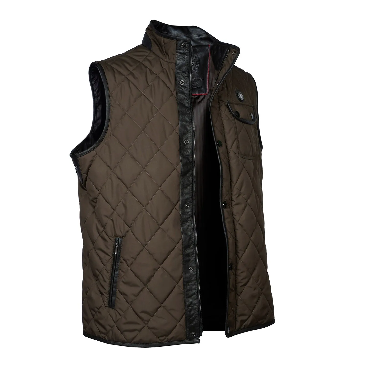 Diamond Stitched Puffer Vest in Dark Brown Color