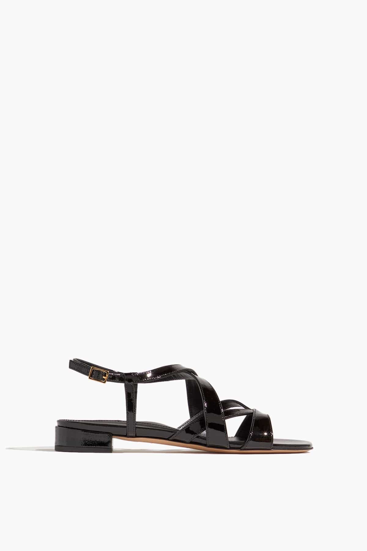 Ellison Flat Sandal in Black Patent