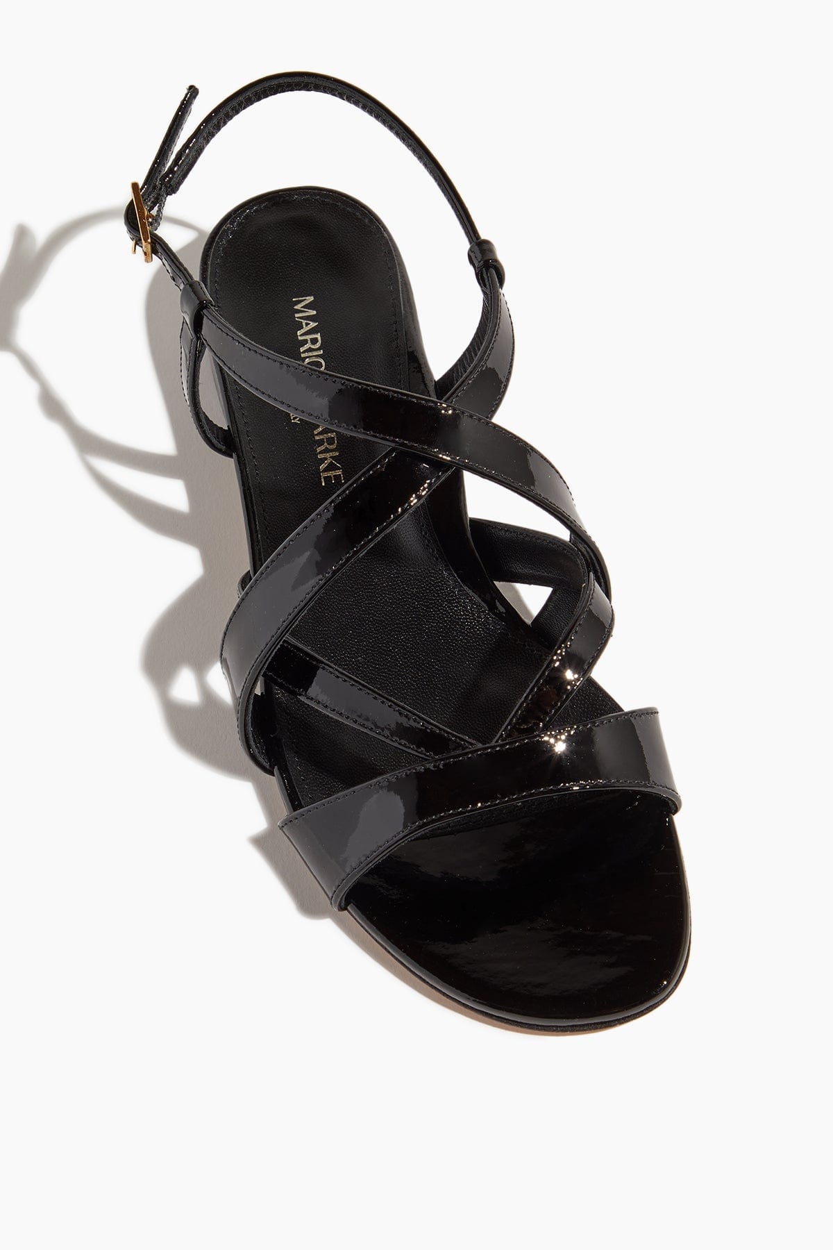 Ellison Flat Sandal in Black Patent