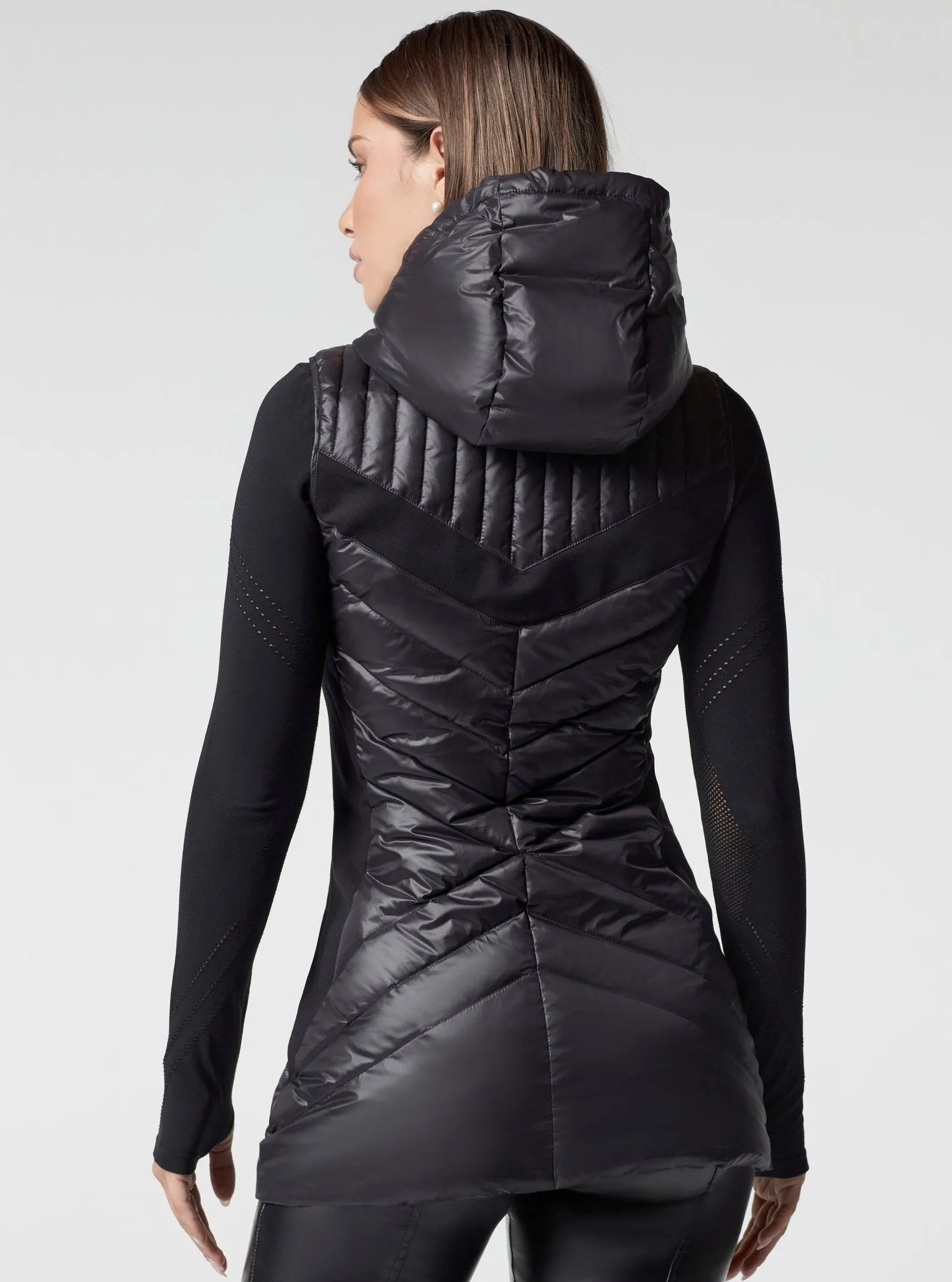 Elongated Puffer Vest - Black