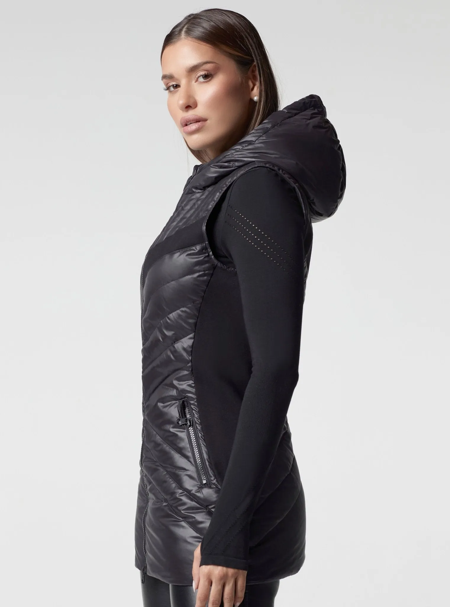 Elongated Puffer Vest - Black