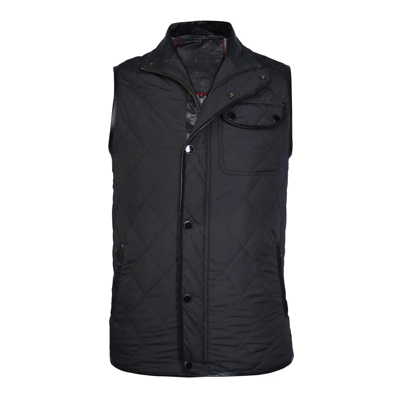 Flap Pockets Men's Black Puffer Vest