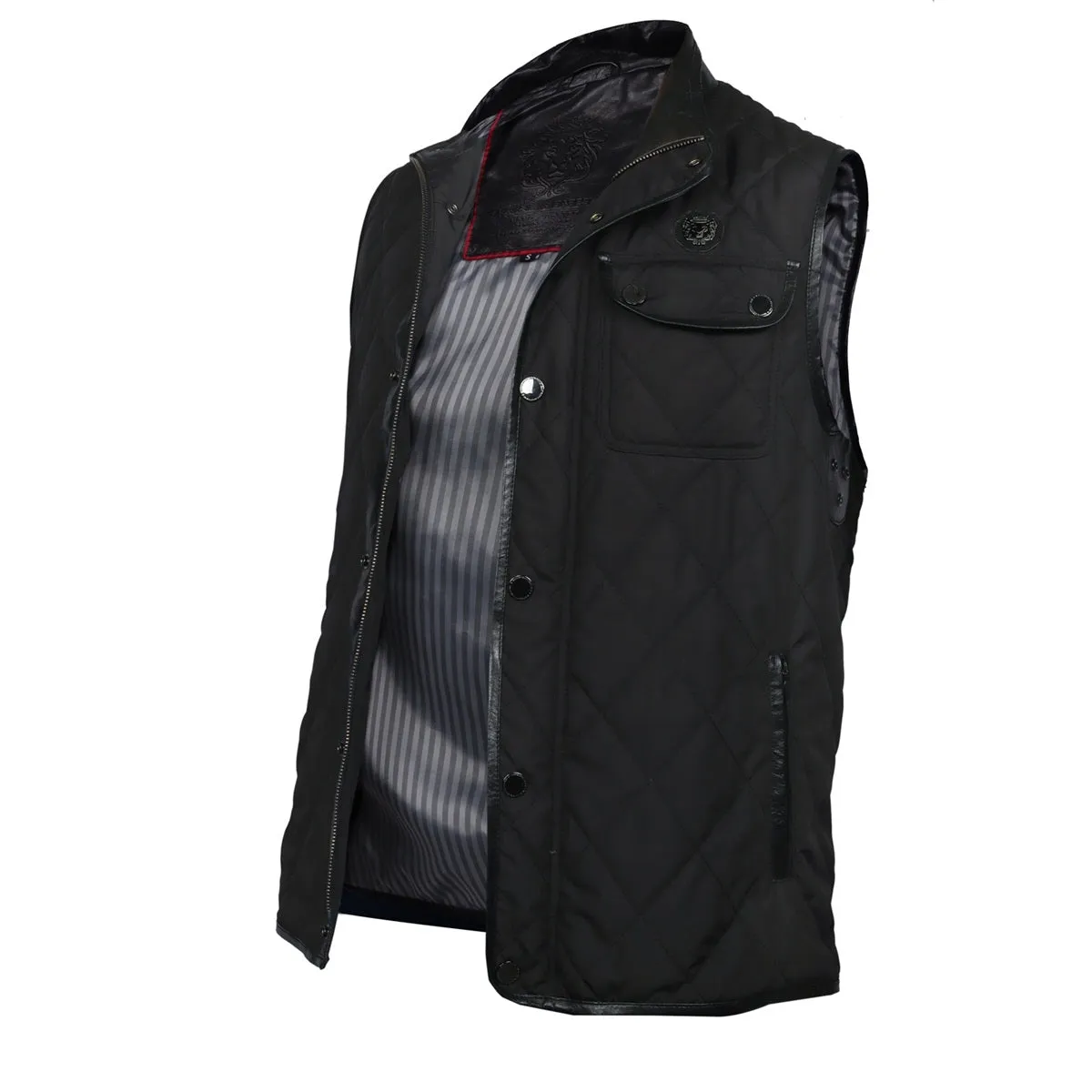 Flap Pockets Men's Black Puffer Vest