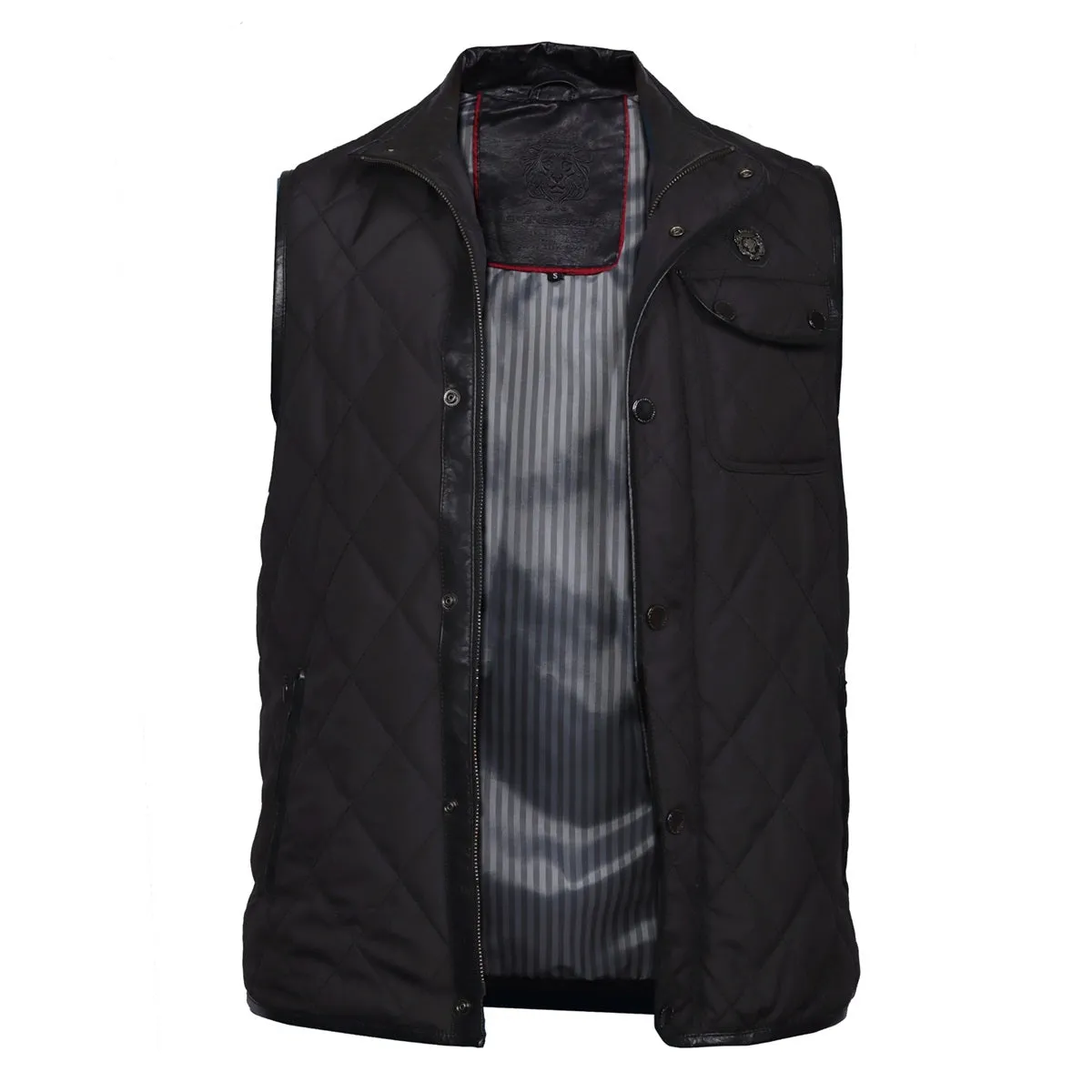 Flap Pockets Men's Black Puffer Vest