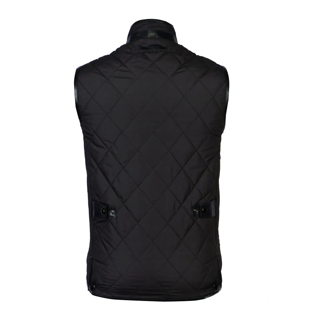 Flap Pockets Men's Black Puffer Vest