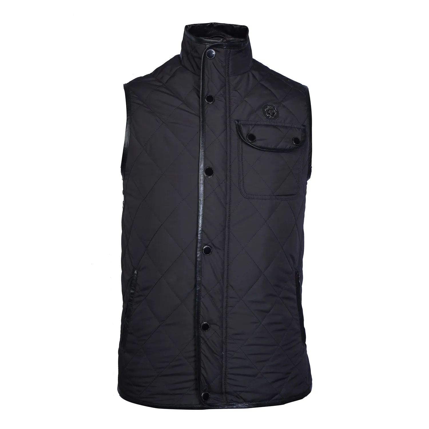 Flap Pockets Men's Black Puffer Vest