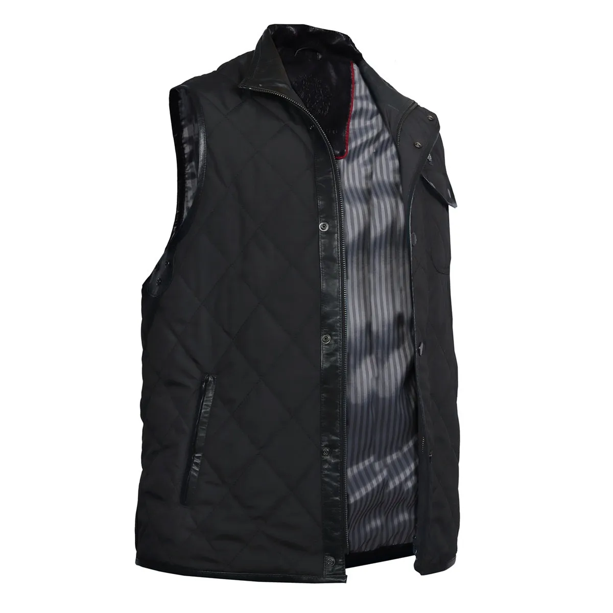 Flap Pockets Men's Black Puffer Vest