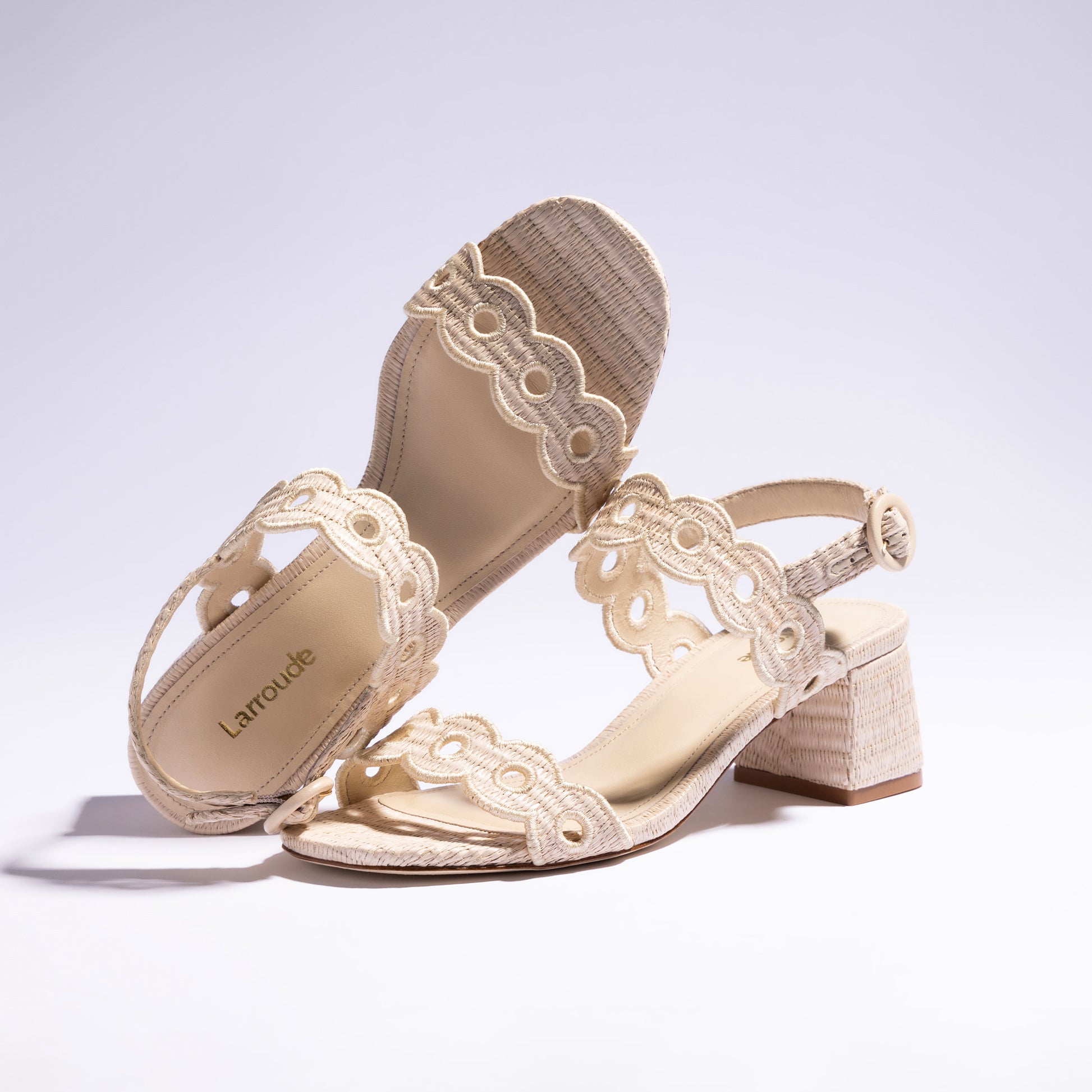 Florence Broderie Sandal In Natural Raffia