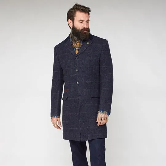 Gibson Navy Shetland Herringbone Overcoat