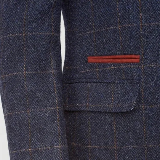 Gibson Navy Shetland Herringbone Overcoat