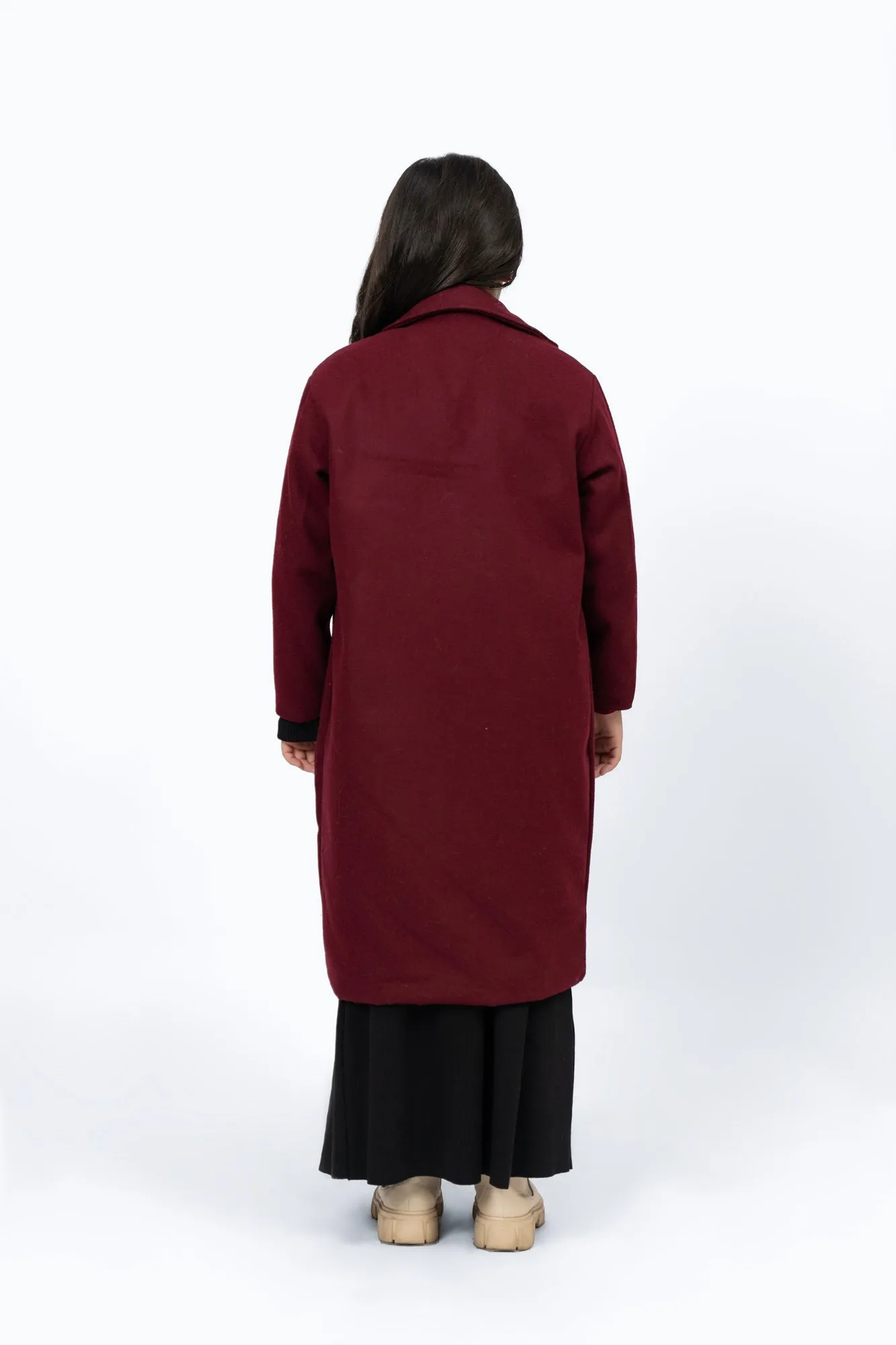 Girls Overcoat - Burgundy