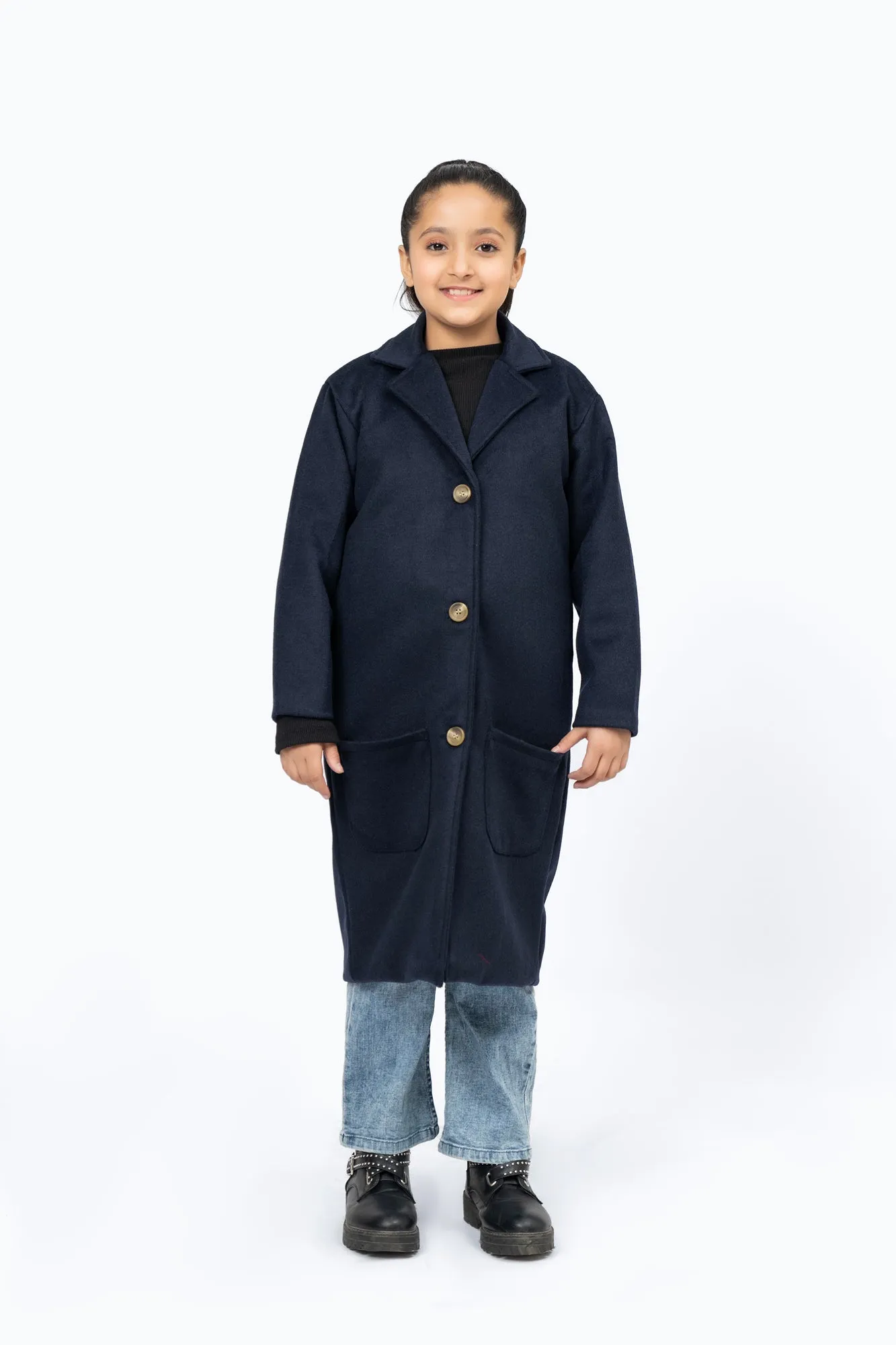 Girls Overcoat - Navy Blue