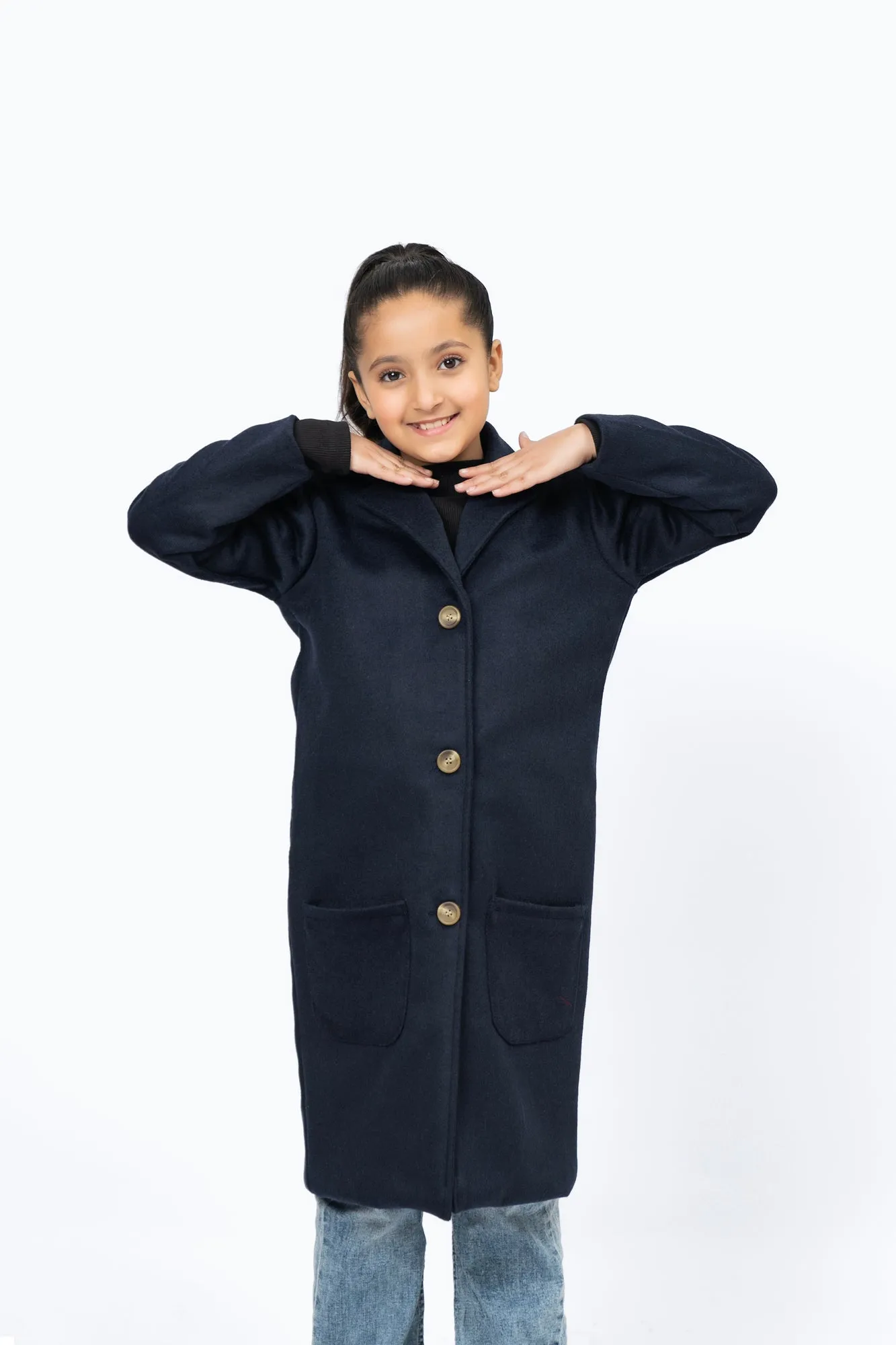 Girls Overcoat - Navy Blue