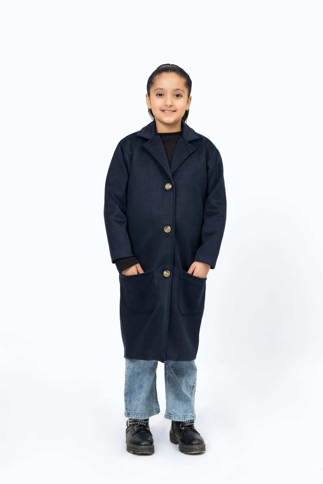 Girls Overcoat - Navy Blue