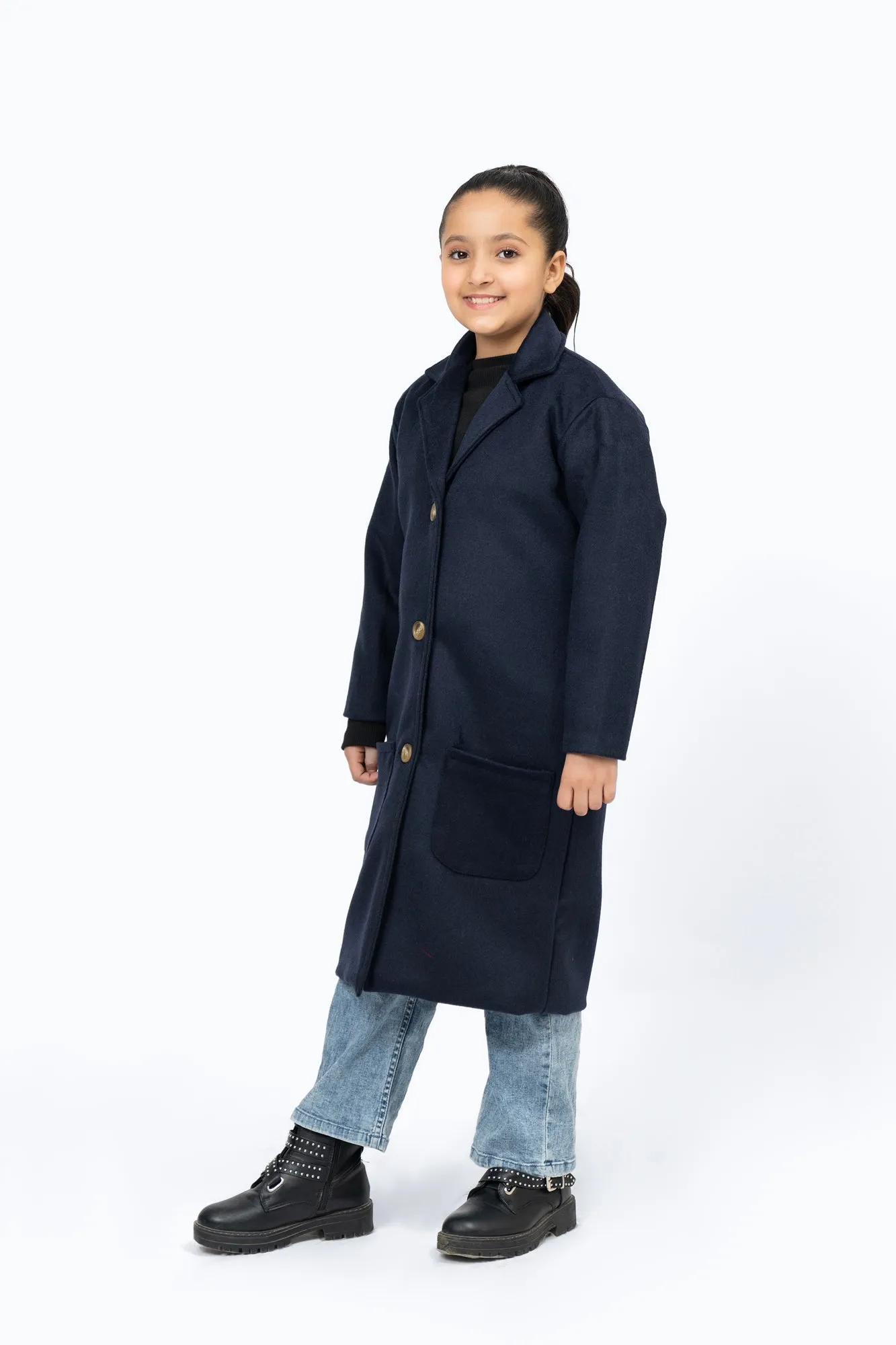 Girls Overcoat - Navy Blue