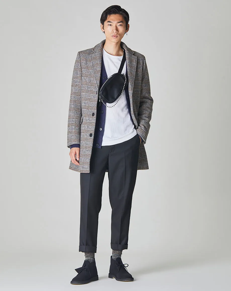 GODIN CHECK MENS OVERCOAT| GREY