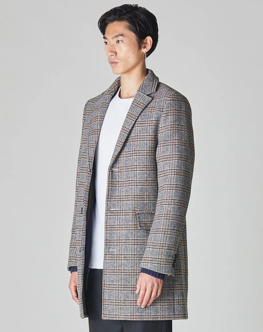 GODIN CHECK MENS OVERCOAT| GREY