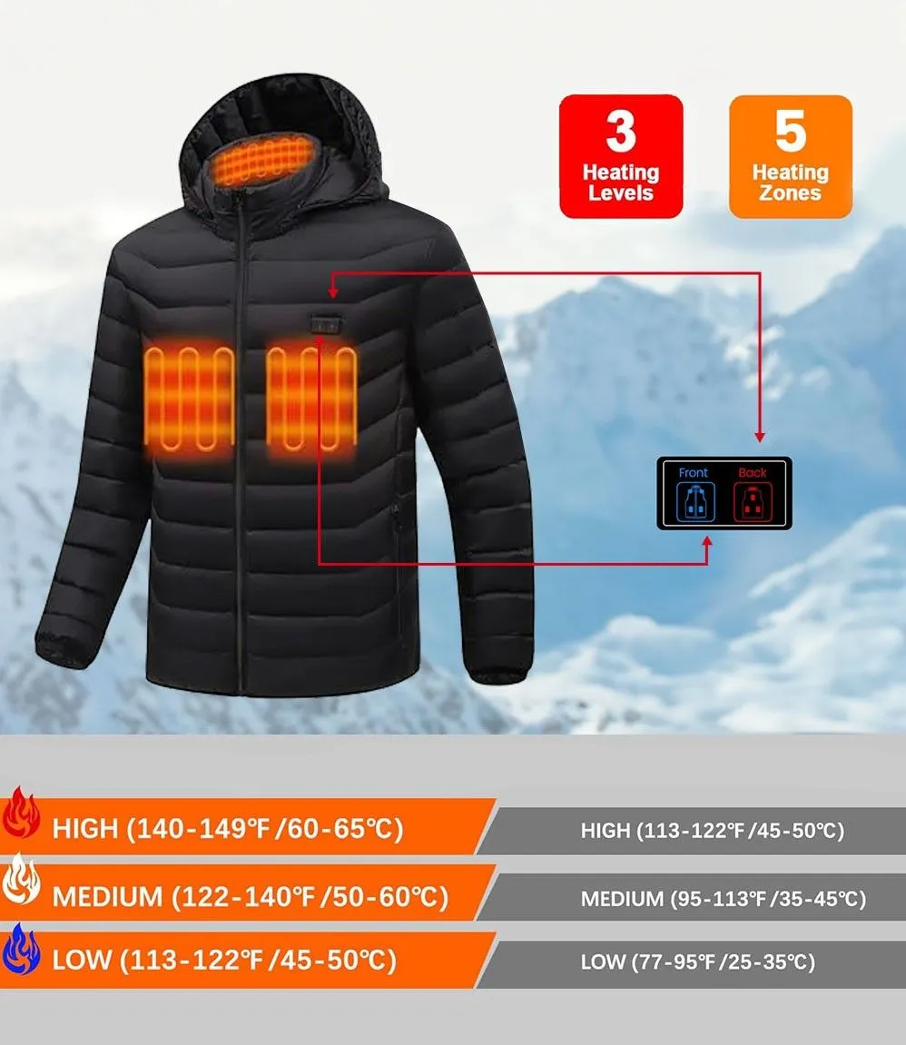 Heated Jackets For Men with 10000mAh Battery Pack Included - Windproof Water Resistant