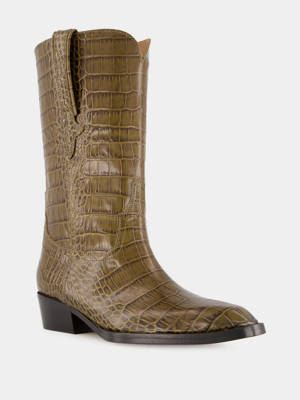 Hilda Croco Leather Boots