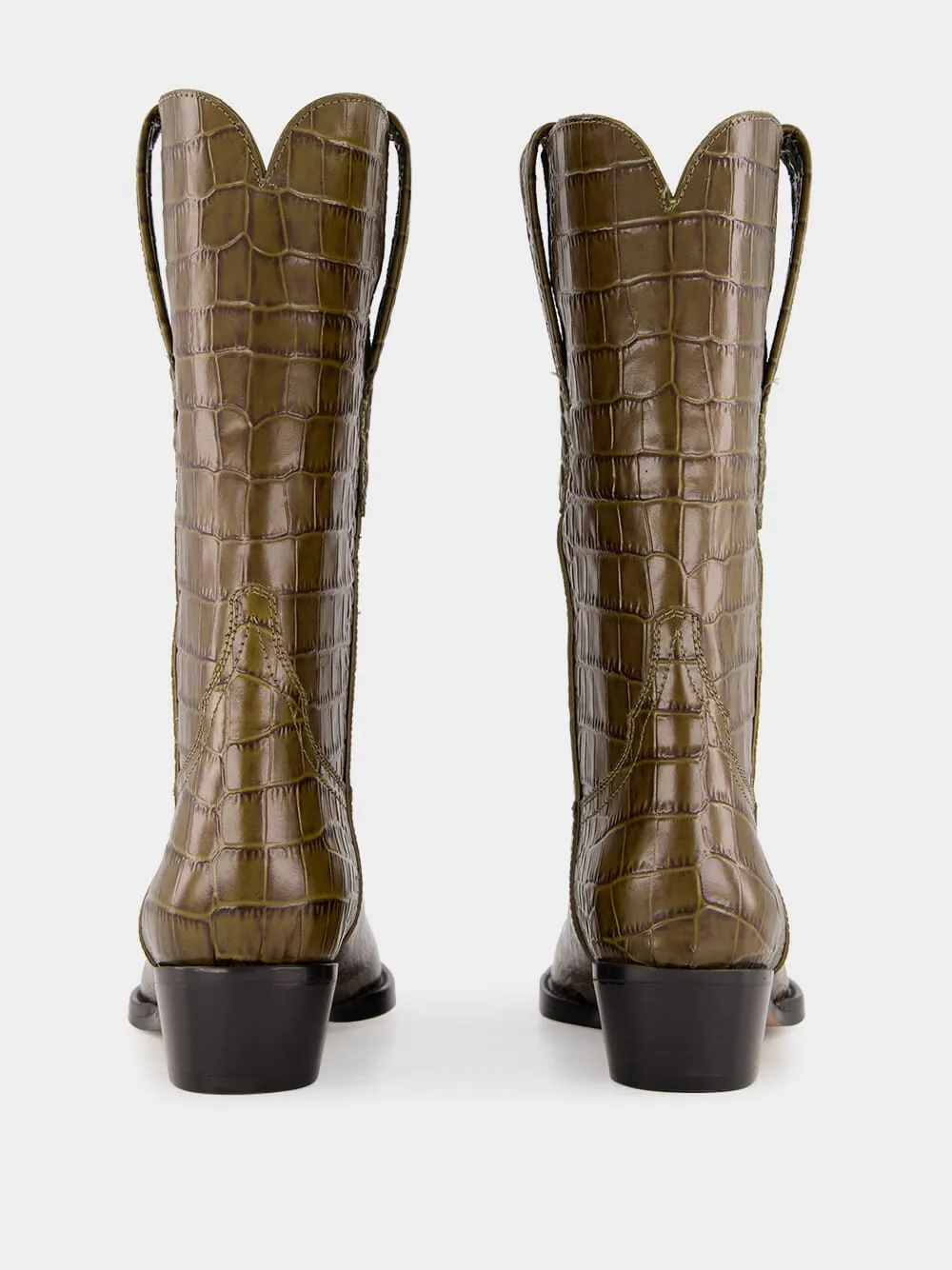 Hilda Croco Leather Boots