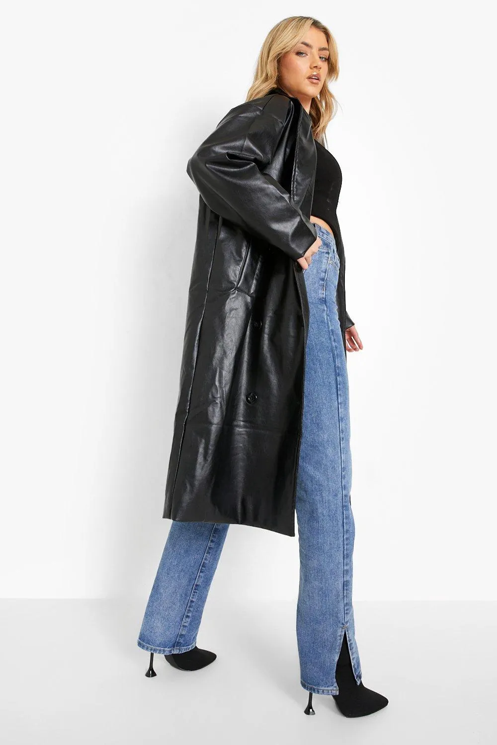 Jackets & Coats | Faux Leather Trench Coat | boohoo