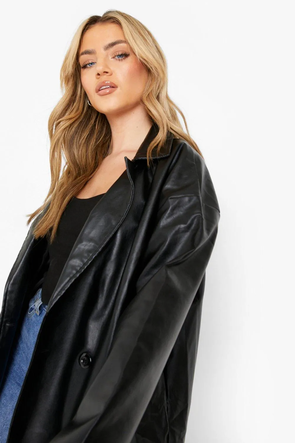 Jackets & Coats | Faux Leather Trench Coat | boohoo