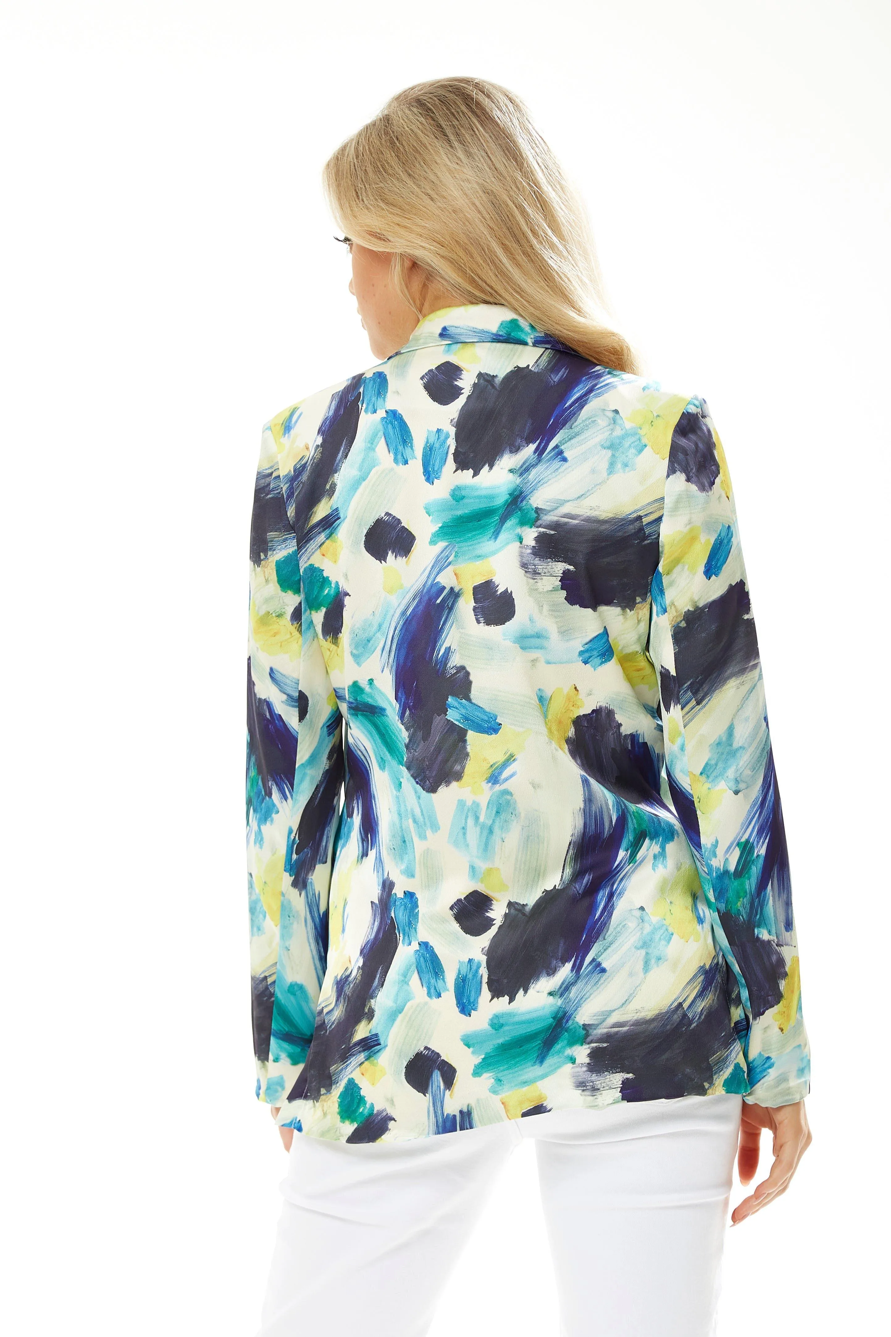 Jackets & Coats | Multicolour Abstract print blazer jacket | Liquorish