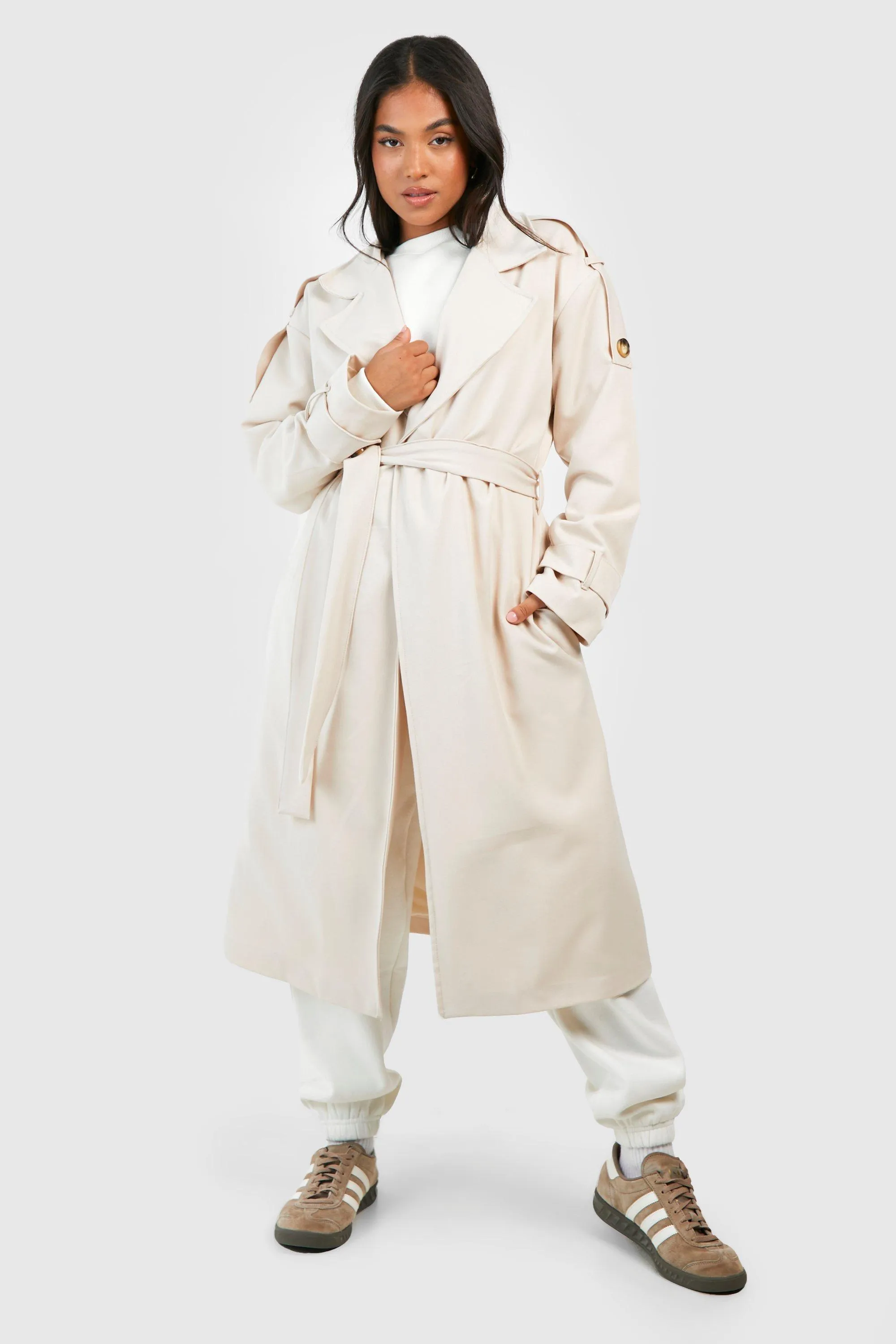 Jackets & Coats | Petite Oversized Maxi Trench Coat | boohoo