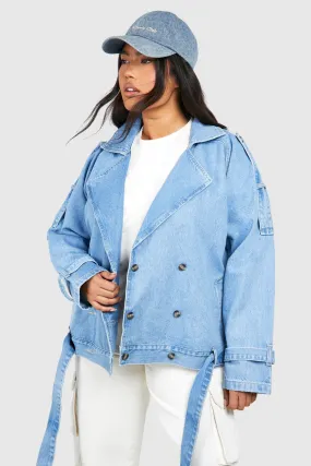 Jackets & Coats | Plus Denim Oversized Biker Jacket | boohoo