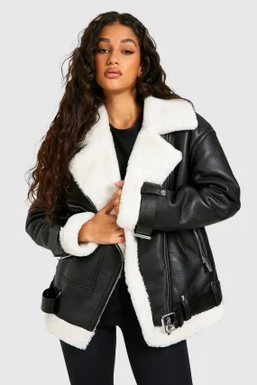 Jackets & Coats | Premium Belted Aviator | boohoo