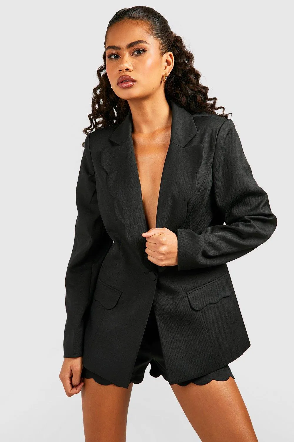 Jackets & Coats | Scalloped Lapel Tailored Blazer | boohoo